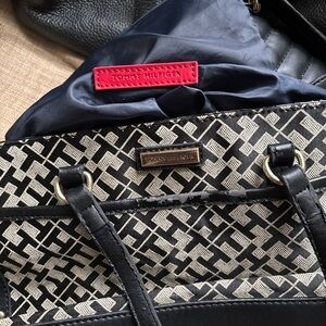 Tommy Hilfiger Black and Cream Tote Bag
